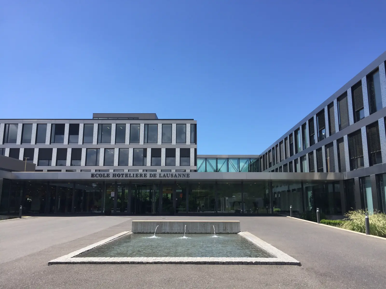 Main entrance of the EHL hospitality school in Lausanne